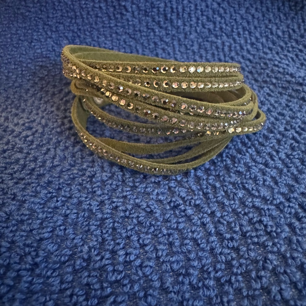 Touchstone Crystal Olive Green Crystal Wrap Bracelet